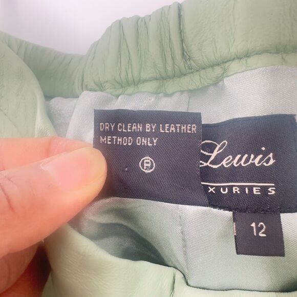 Terry Lewis Classic Luxuries Genuine Leather Straight Pant Seafoam Green Size 12 - Picture 9 of 9
